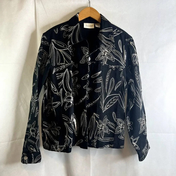 Studio Works Embroidered Floral Blazer Jacket Size Large - Picture 12 of 12